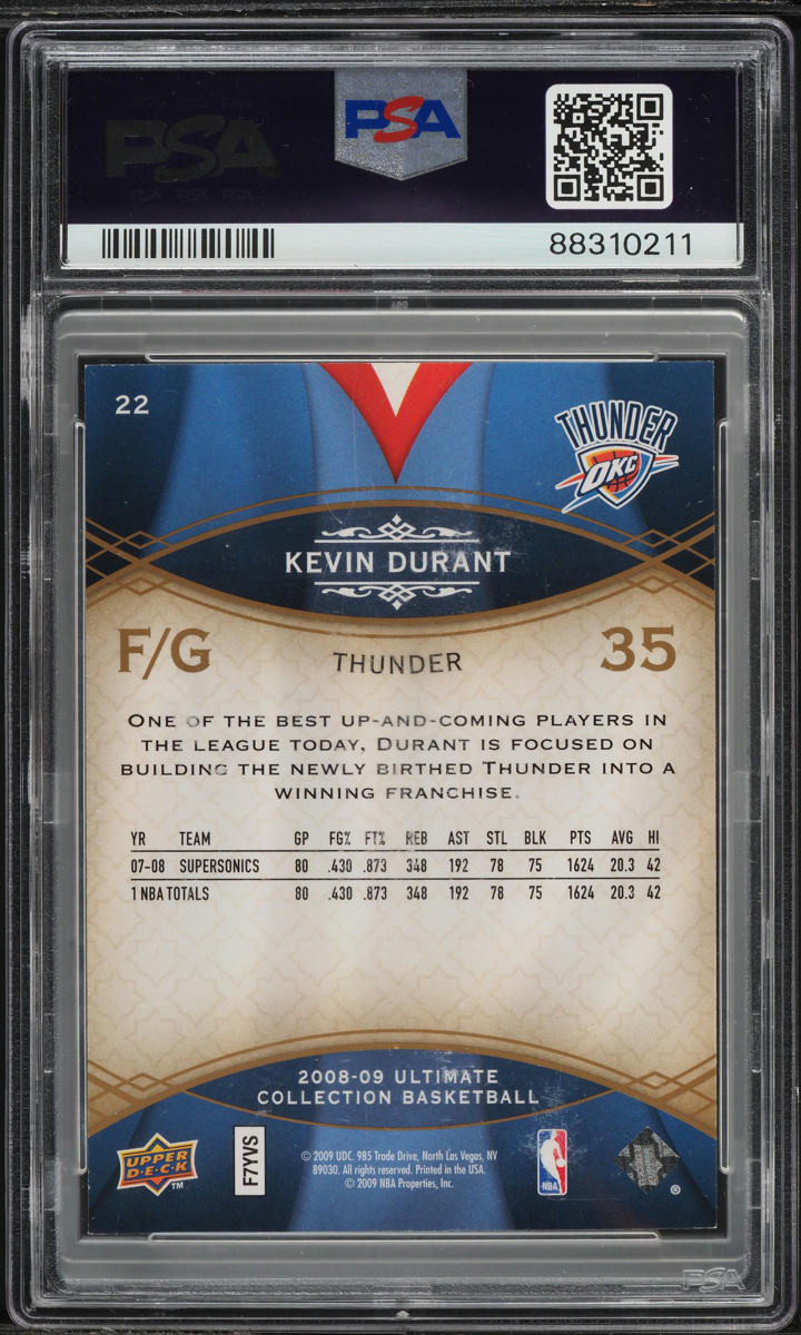 2008 Ultimate Collection Kevin Durant /499 #22 PSA 8 NM-MT