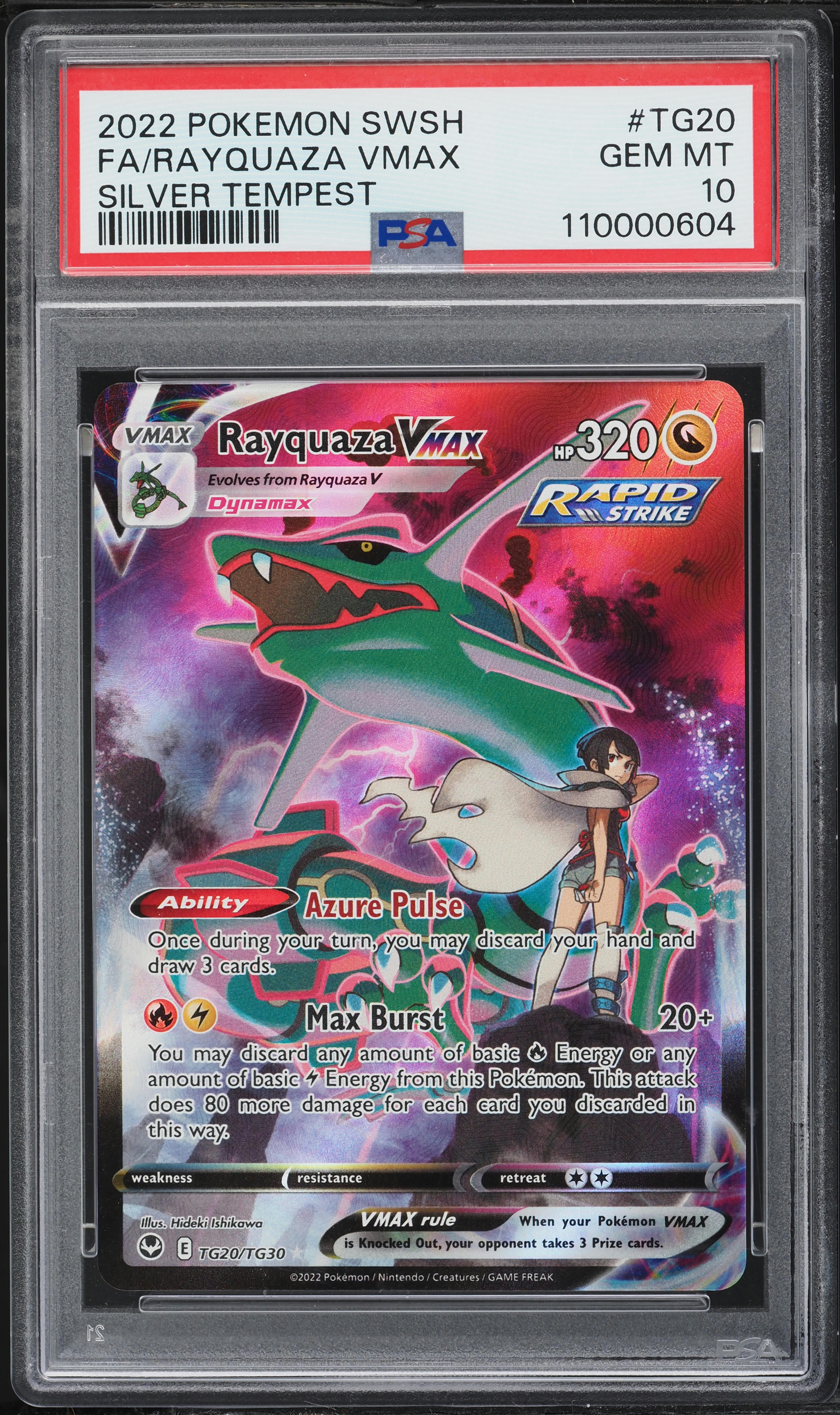 2022 Pokemon Sword & Shield Silver Tempest CHR Rayquaza VMAX #TG20 PSA 10 GEM MINT