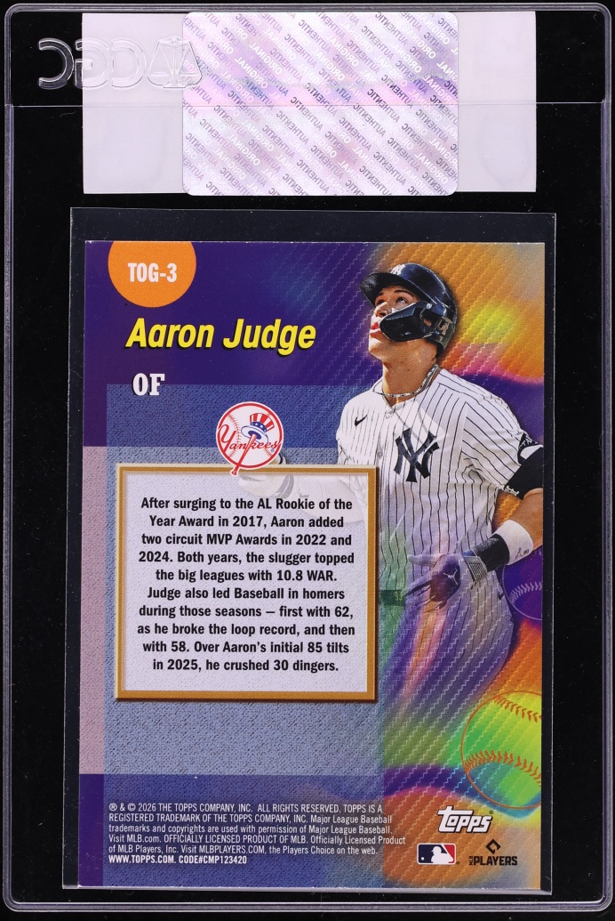 2026 Topps Titans Of The Game Aaron Judge #TOG-3 CGC AUTH