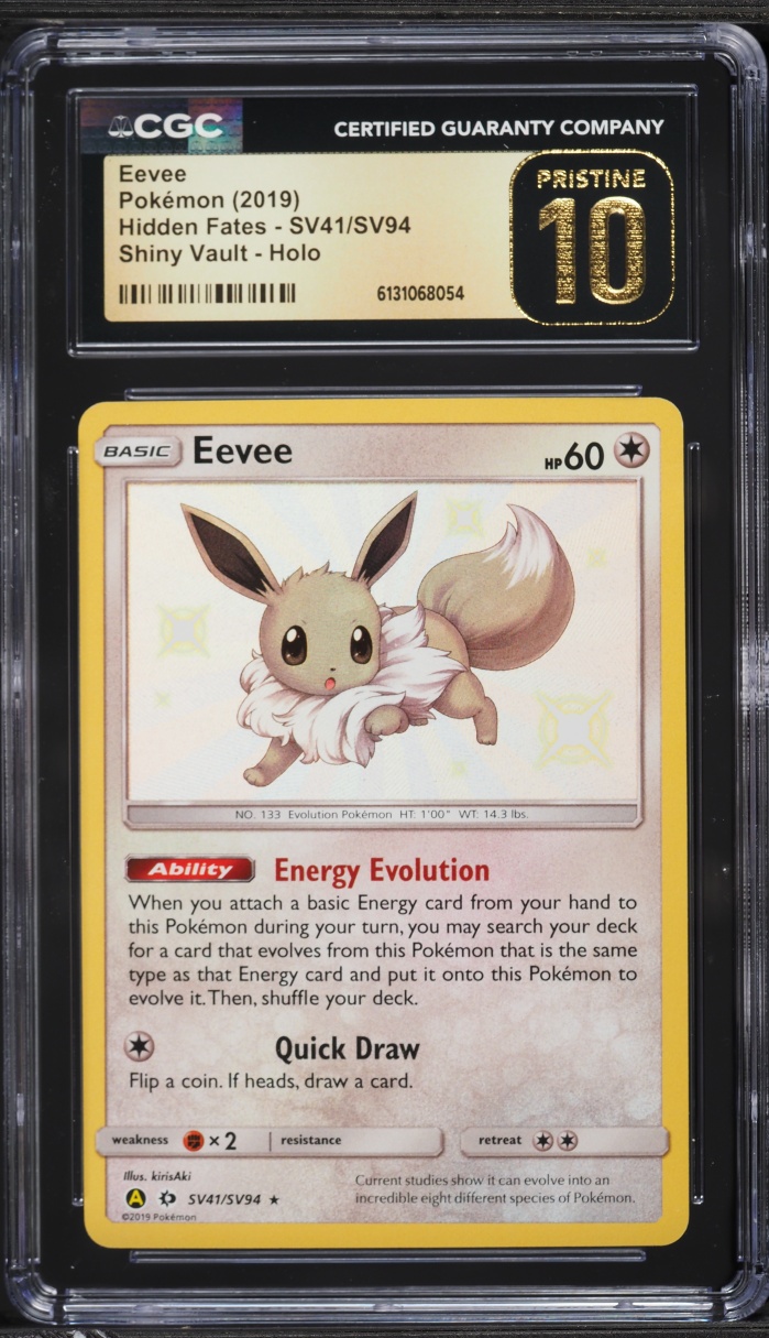 2019 Pokemon Sun & Moon Hidden Fates Shiny Holo Eevee #SV41 CGC 10 PRISTINE