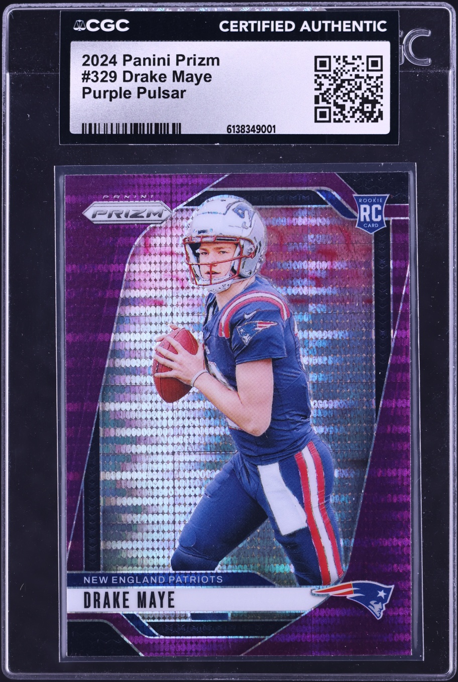 2024 Panini Prizm Purple Pulsar Drake Maye ROOKIE #329 CGC AUTH