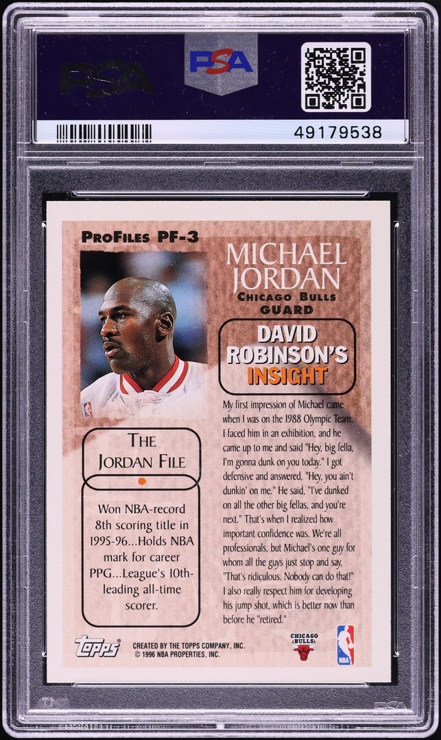 1996 Topps Pro Files Michael Jordan #PF-3 PSA 10 GEM MINT