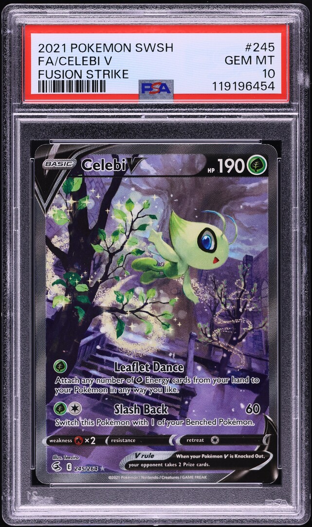 2021 Pokemon Sword & Shield Fusion Strike Alt Art Celebi V #245 PSA 10 GEM MINT