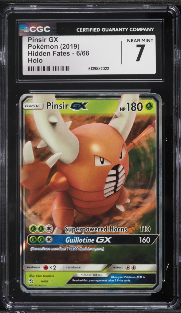 2019 Pokemon Sun & Moon Hidden Fates Pinsir GX #6 CGC 7 NRMT