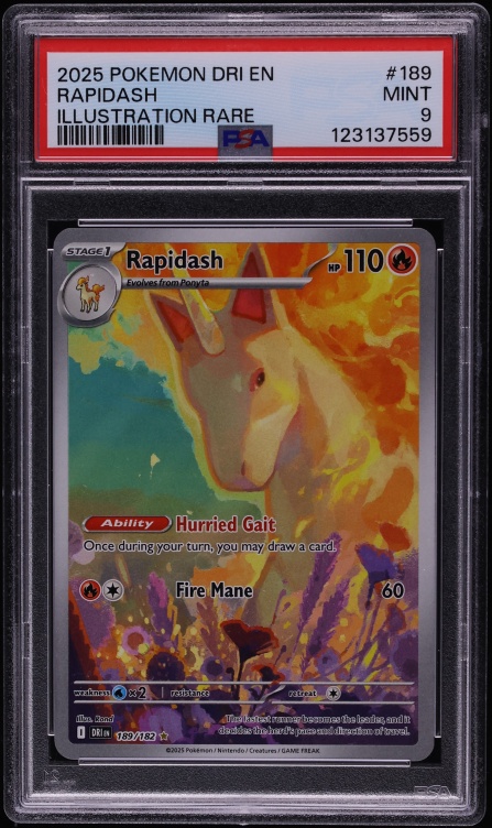 2025 Pokemon Scarlet & Violet Destined Rivals IR Rapidash #189 PSA 9 MINT