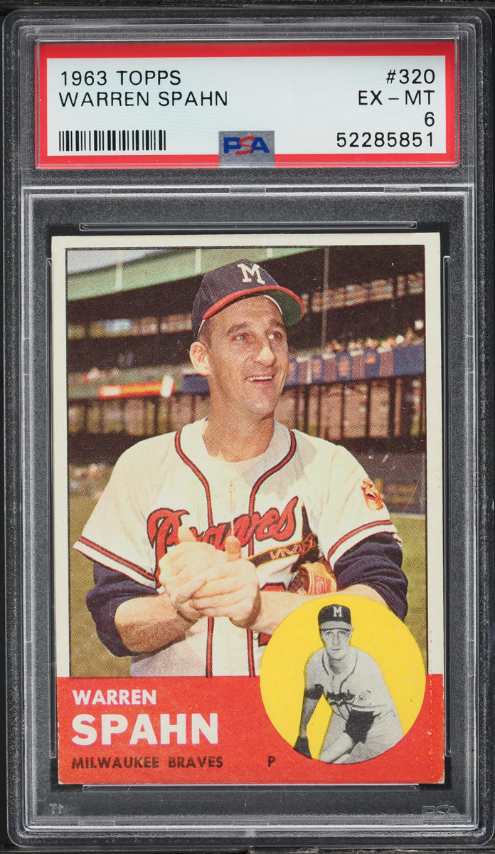 1963 Topps Warren Spahn #320 PSA 6 EXMT