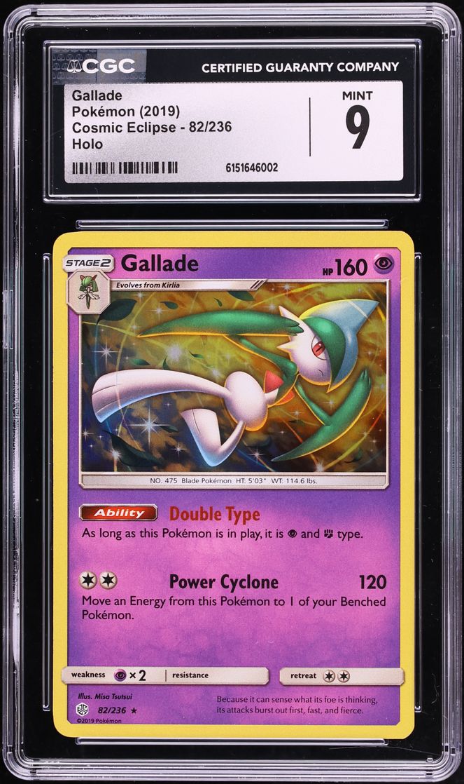 2019 Pokemon Sun & Moon Cosmic Eclipse Holo Gallade #082 CGC 9 MINT