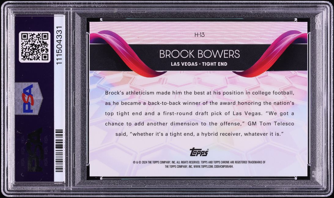 2024 Topps Chrome Helix Brock Bowers ROOKIE #H-13 PSA 10 GEM MINT