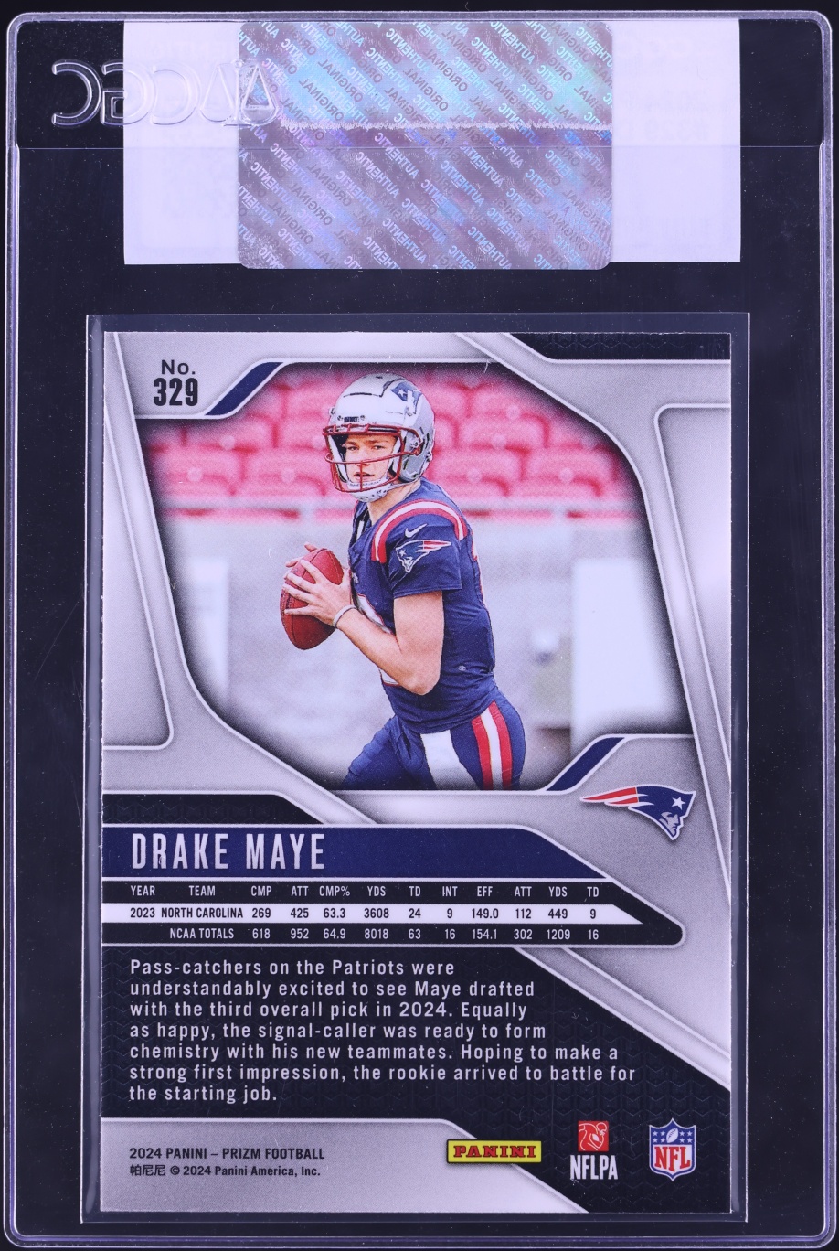 2024 Panini Prizm Drake Maye ROOKIE #329 CGC AUTH