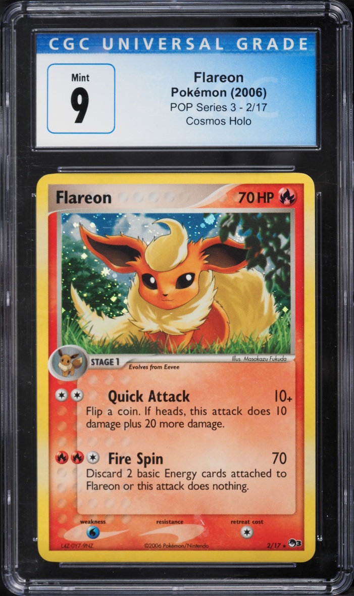 2006 Pokemon POP Series 3 Holo Flareon #2 CGC 9 MINT