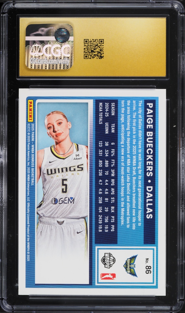 2025 Donruss WNBA Paige Bueckers ROOKIE #86 CGC 10 PRISTINE