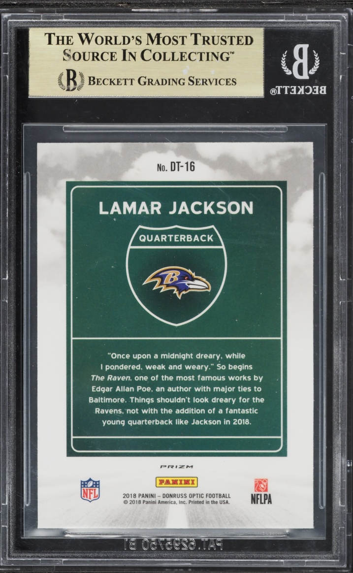 2018 Donruss Optic Downtown Lamar Jackson ROOKIE #DT-16 BGS 9.5 GEM MINT