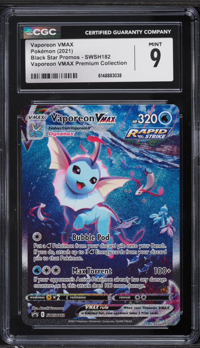 2021 Pokemon Sword & Shield Promo VMAX Premium Alt Art Vaporeon VMAX #SWSH182 CGC 9 MINT