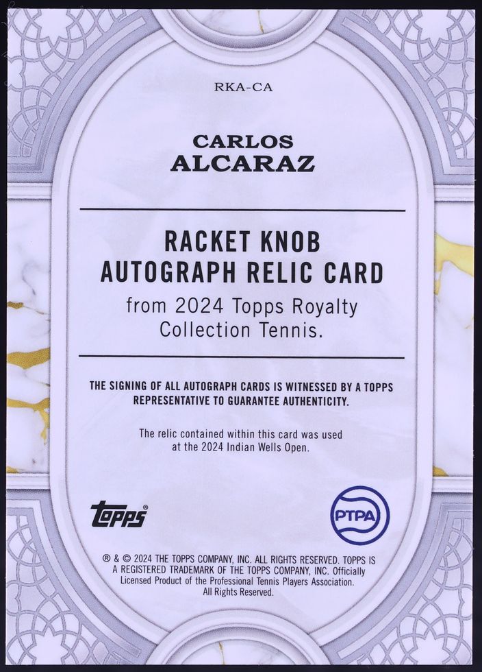 2024 Topps Royalty Racket Knob Carlos Alcaraz RELIC AUTO 1/1 #RKA-CA CGC AUTH