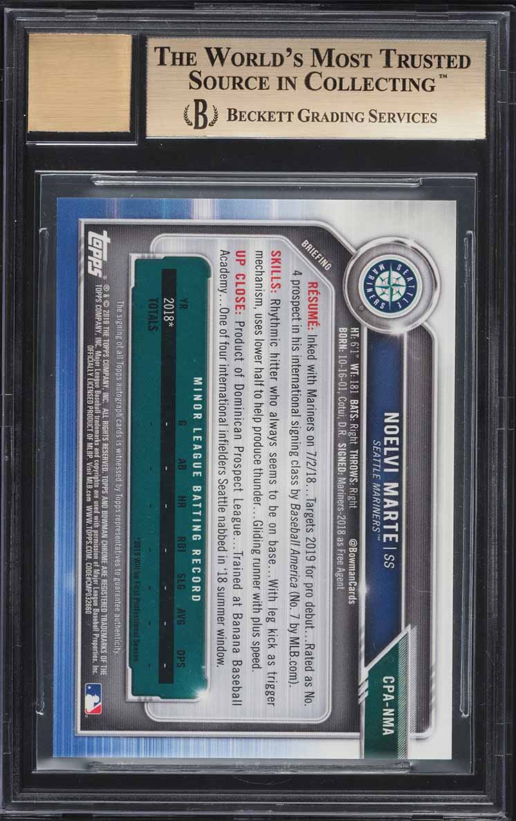 2019 Bowman Chrome Superfractor Noelvi Marte PROSPECT AUTO 1/1 #CPA-NMA BGS 9.5 GEM MINT