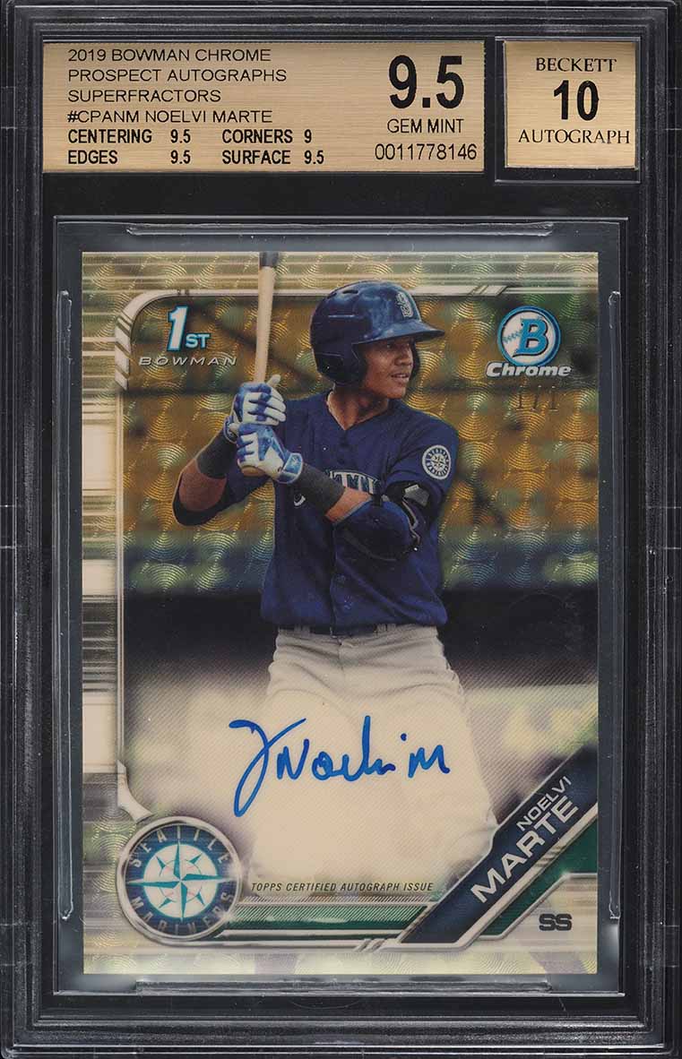 2019 Bowman Chrome Superfractor Noelvi Marte PROSPECT AUTO 1/1 #CPA-NMA BGS 9.5 GEM MINT