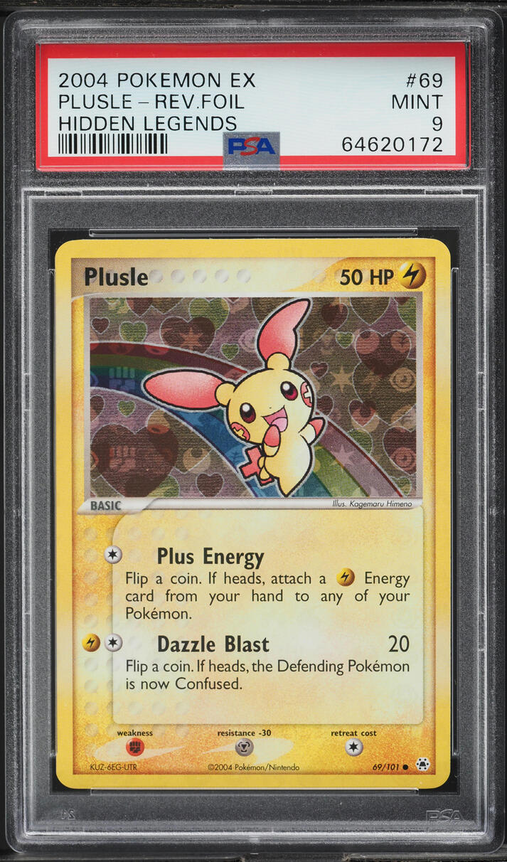 2004 Pokemon EX Hidden Legends Reverse Holo Plusle #69 PSA 9 MINT