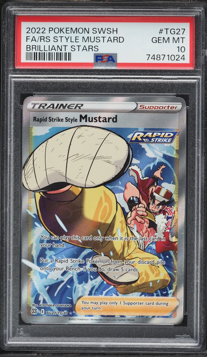 2022 Pokemon Sword & Shield Brilliant Stars Rapid Strike Style Mustard #TG27 PSA 10 GEM MINT
