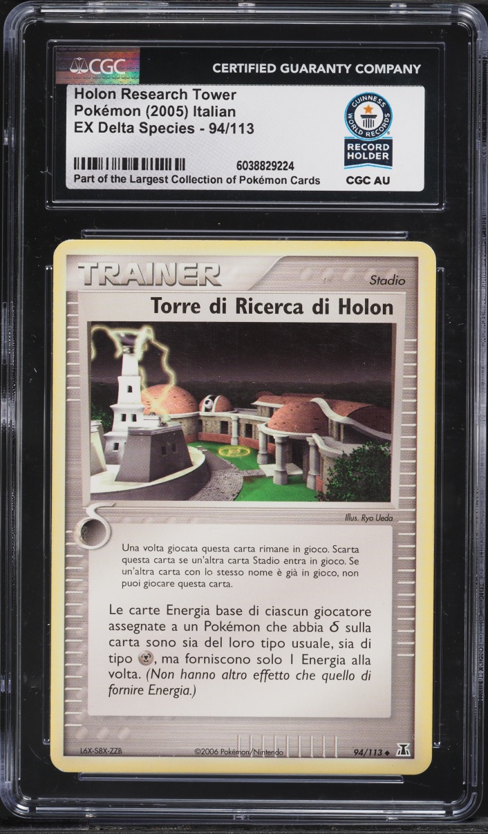 2005 Pokemon Italian Ex Delta Species Holon Research Tower #94 CGC AUTH