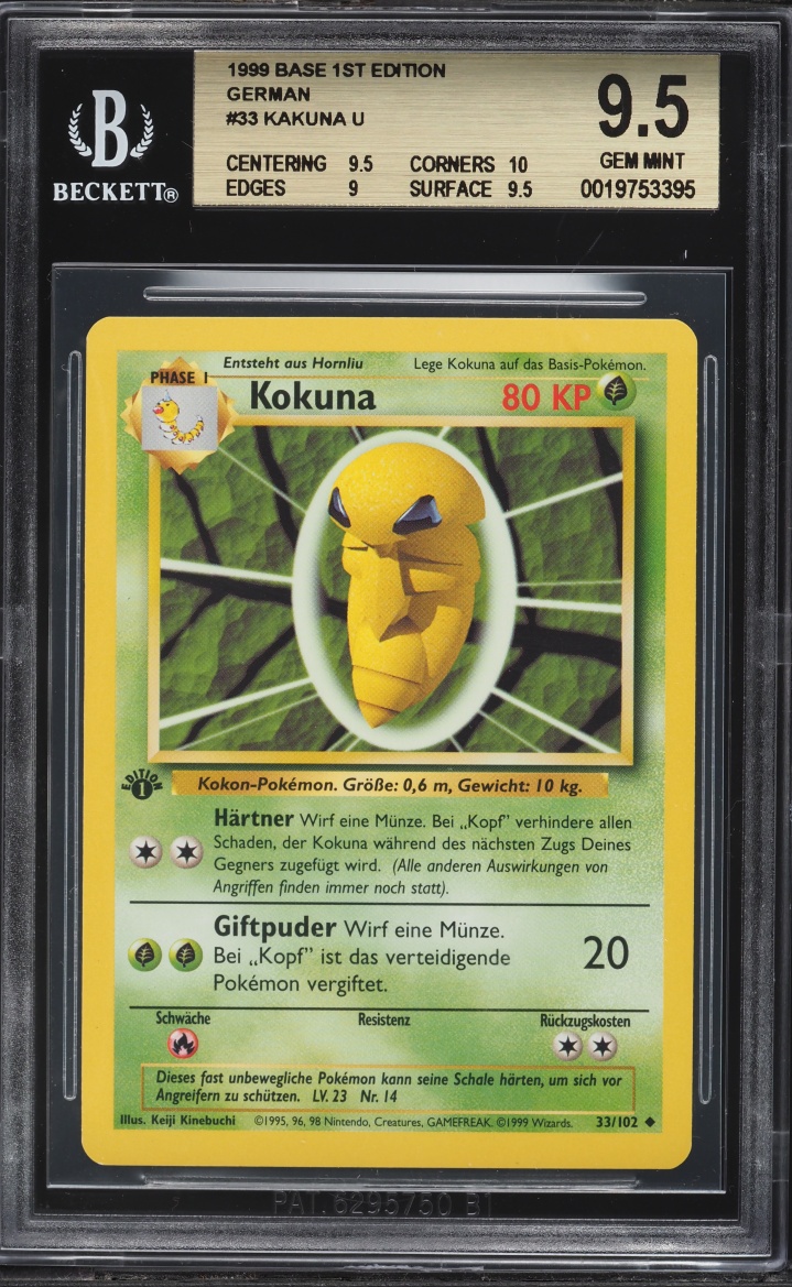 1999 Pokemon German Base 1st Edition Kakuna #33 BGS 9.5 GEM MINT