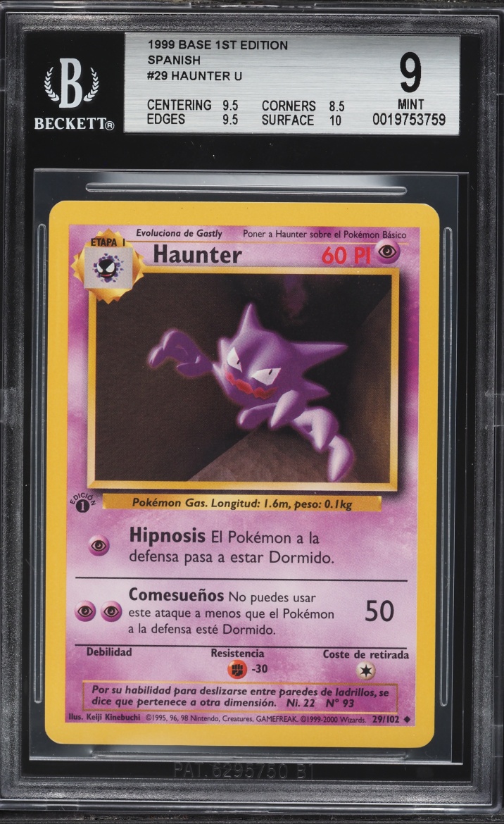 1999 Pokemon Spanish Base Set 1st Edition Haunter #29 BGS 9 MINT