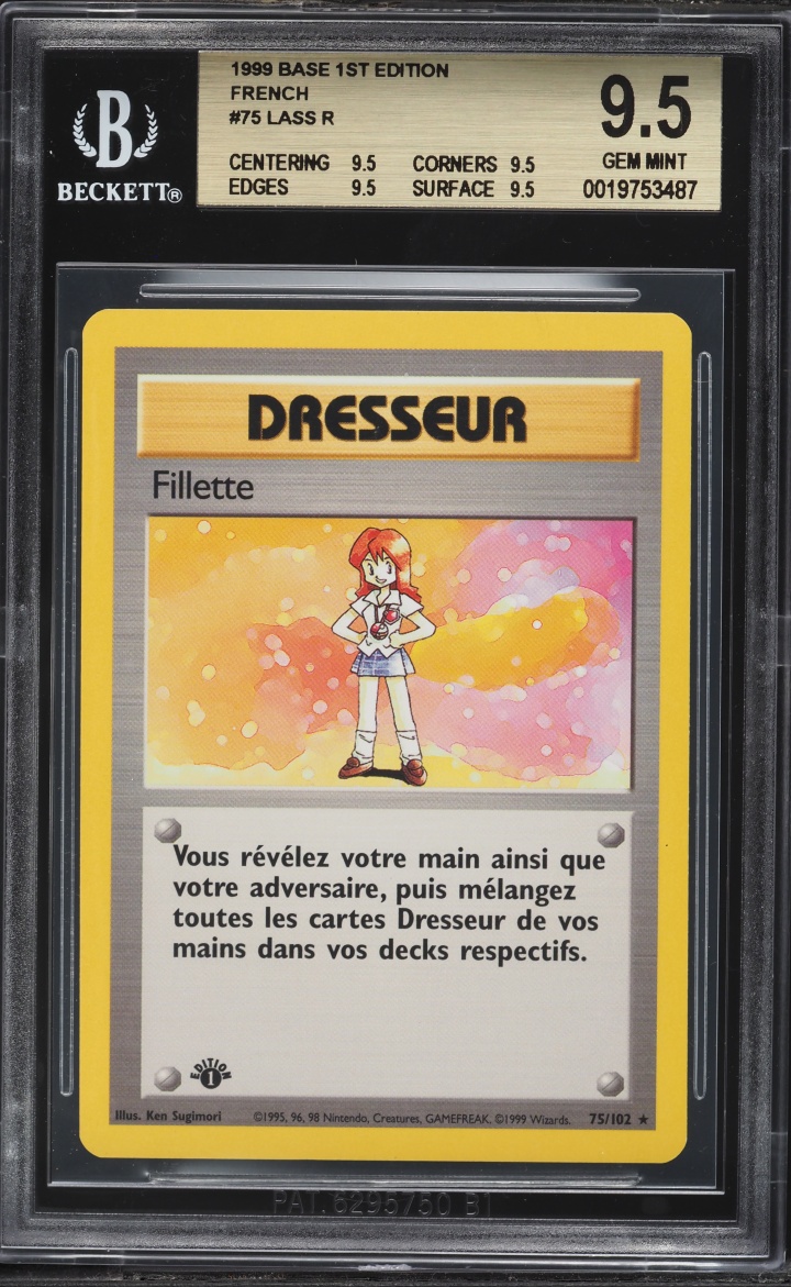 1999 Pokemon French Base 1st Edition Lass #75 BGS 9.5 GEM MINT