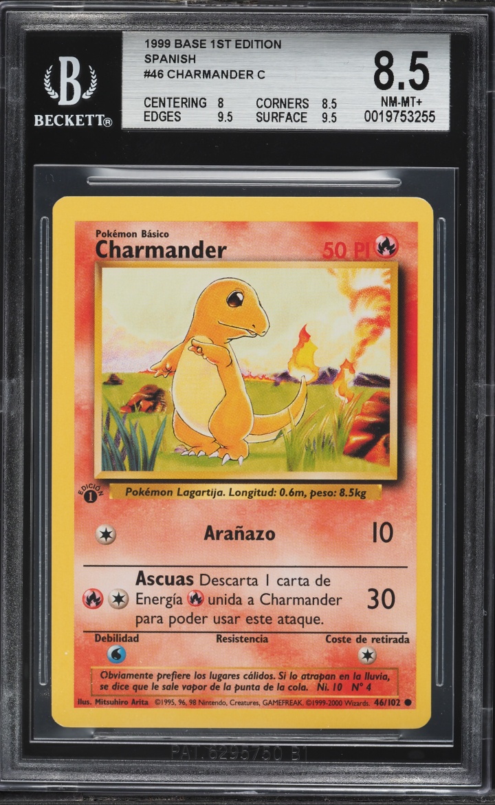 1999 Pokemon Spanish Base Set 1st Edition Charmander #46 BGS 8.5 NM-MT+