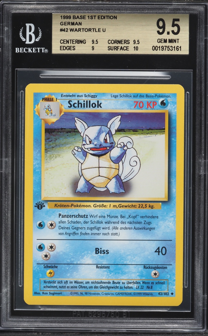 1999 Pokemon German Base Set 1st Edition Wartortle #42 BGS 9.5 GEM MINT