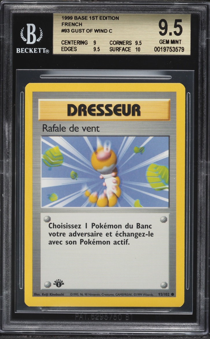 1999 Pokemon French Base Set 1st Edition Gust Of Wind #93 BGS 9.5 GEM MINT