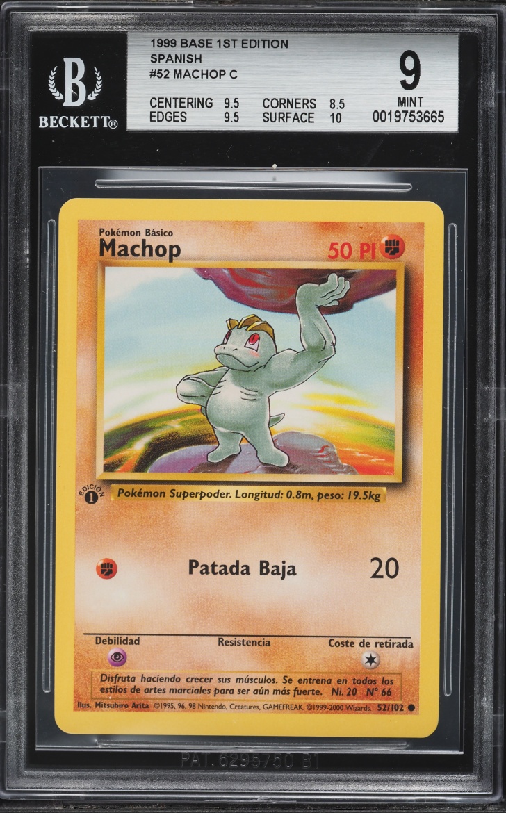1999 Pokemon Spanish Base Set 1st Edition Machop #52 BGS 9 MINT