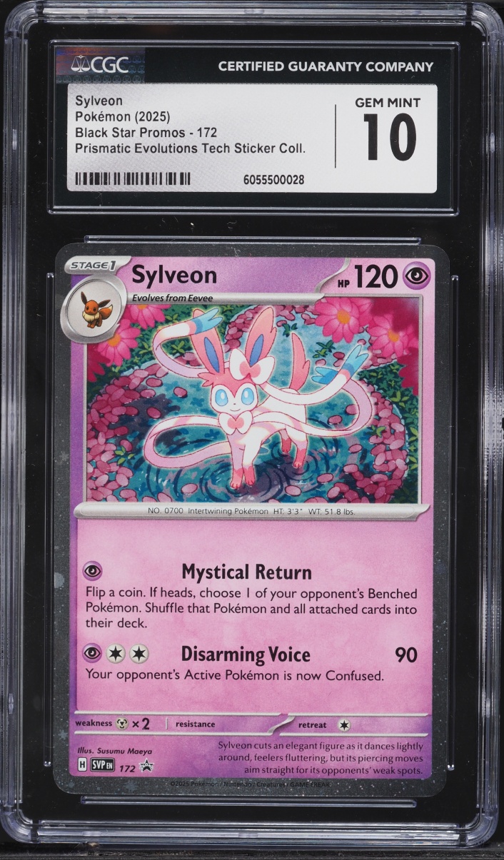2025 Pokemon SV Promo Prismatic Evolutions Tech Sticker Collection Sylveon #172 CGC 10 GEM MINT