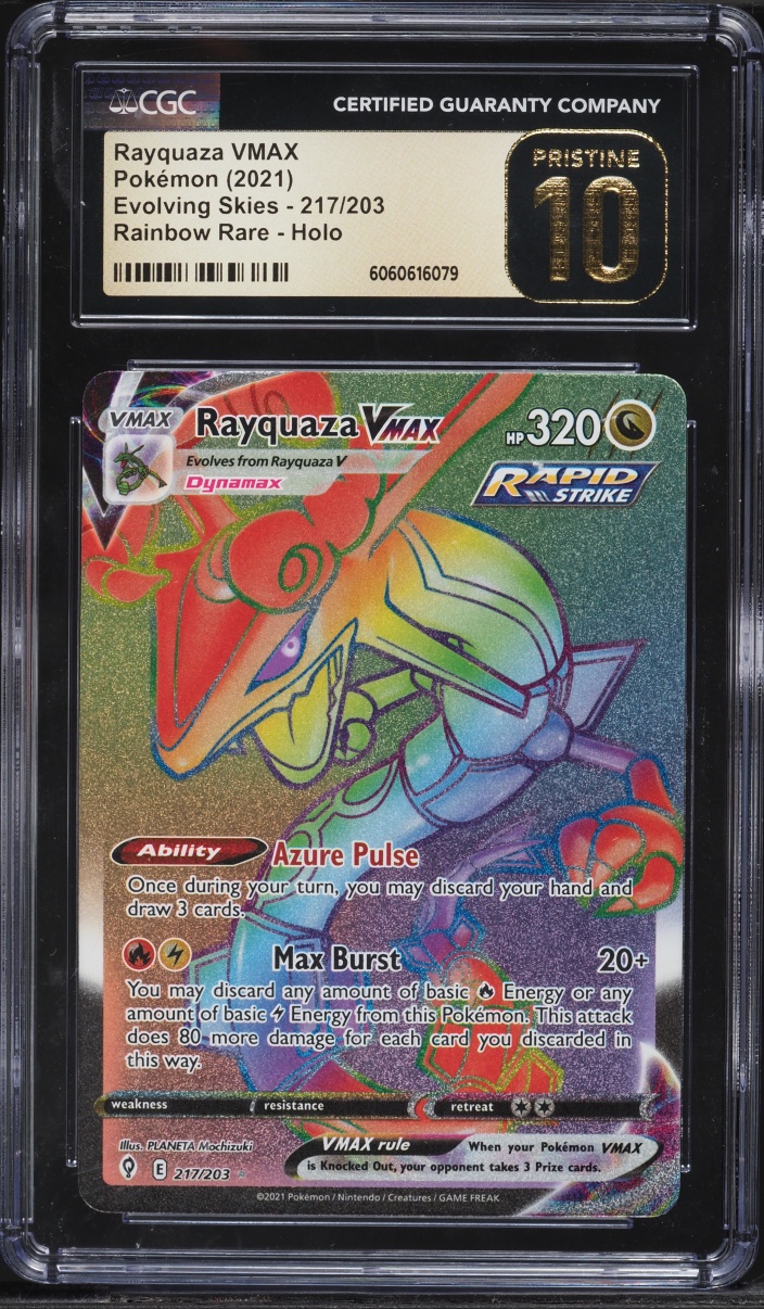 2021 Pokemon Sword & Shield Evolving Skies Rainbow Rare Rayquaza VMAX #217 CGC 10 PRISTINE