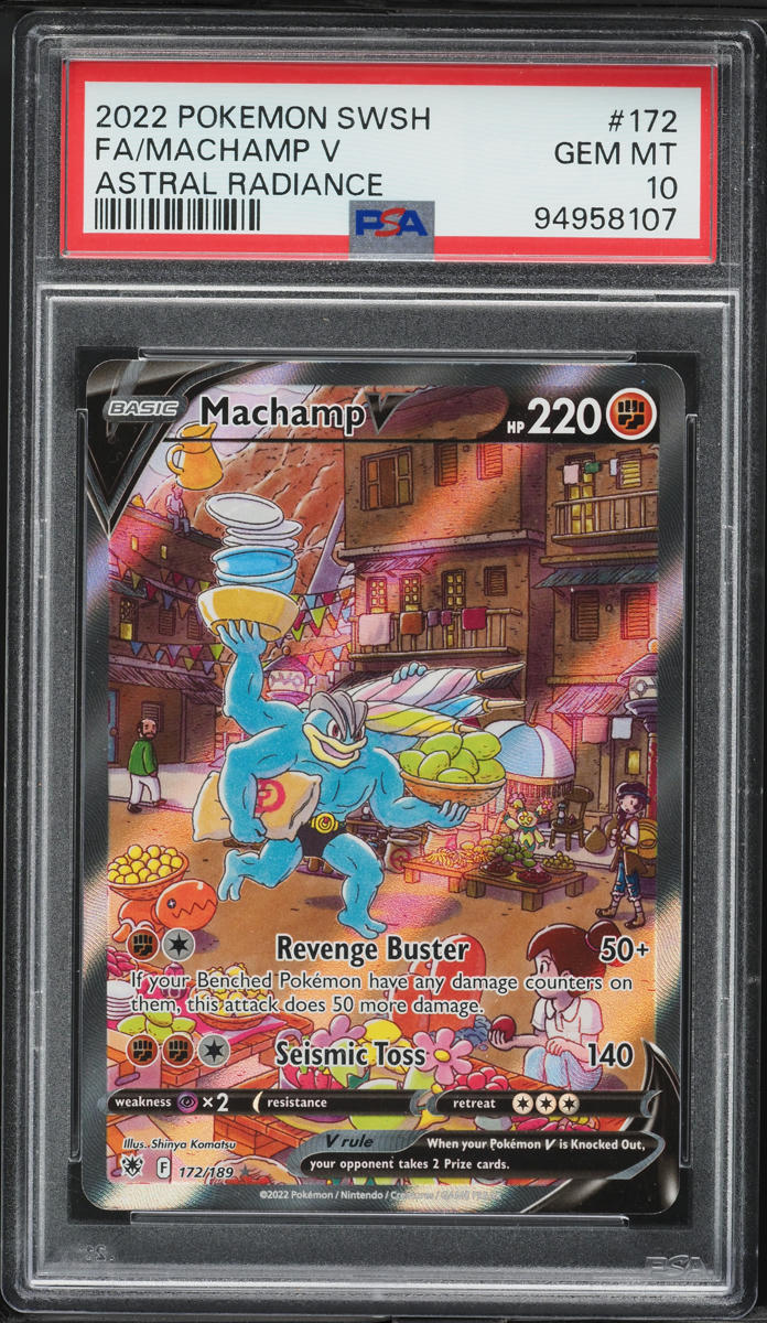 2022 Pokemon Sword & Shield Astral Radiance Full Art Machamp V #172 PSA 10 GEM