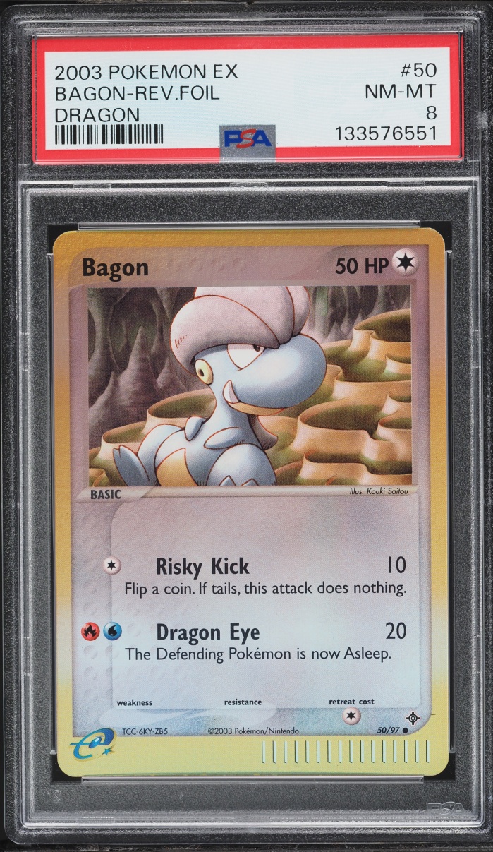 2003 Pokemon EX Dragon Reverse Holo Bagon #50 PSA 8 NM-MT