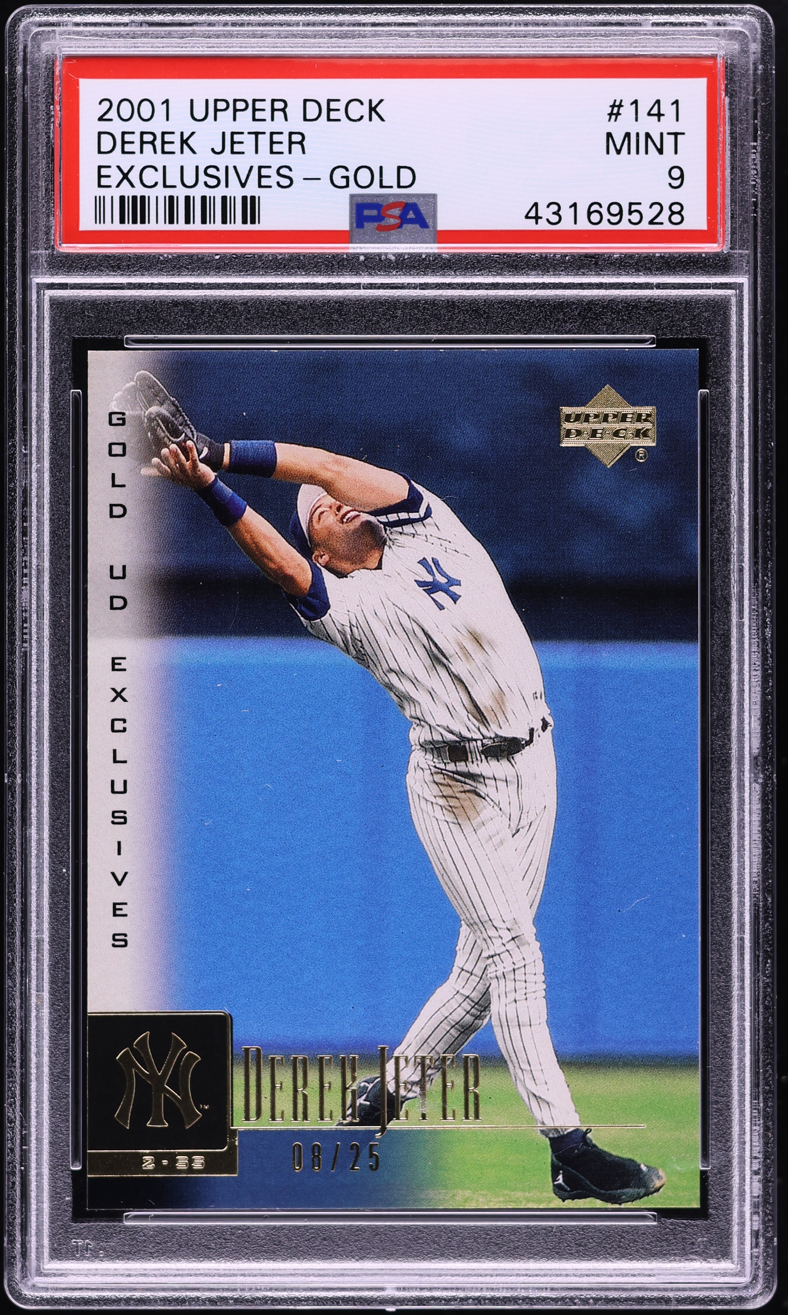 2001 Upper Deck Exclusives Gold Derek Jeter #141 PSA 9 MINT on