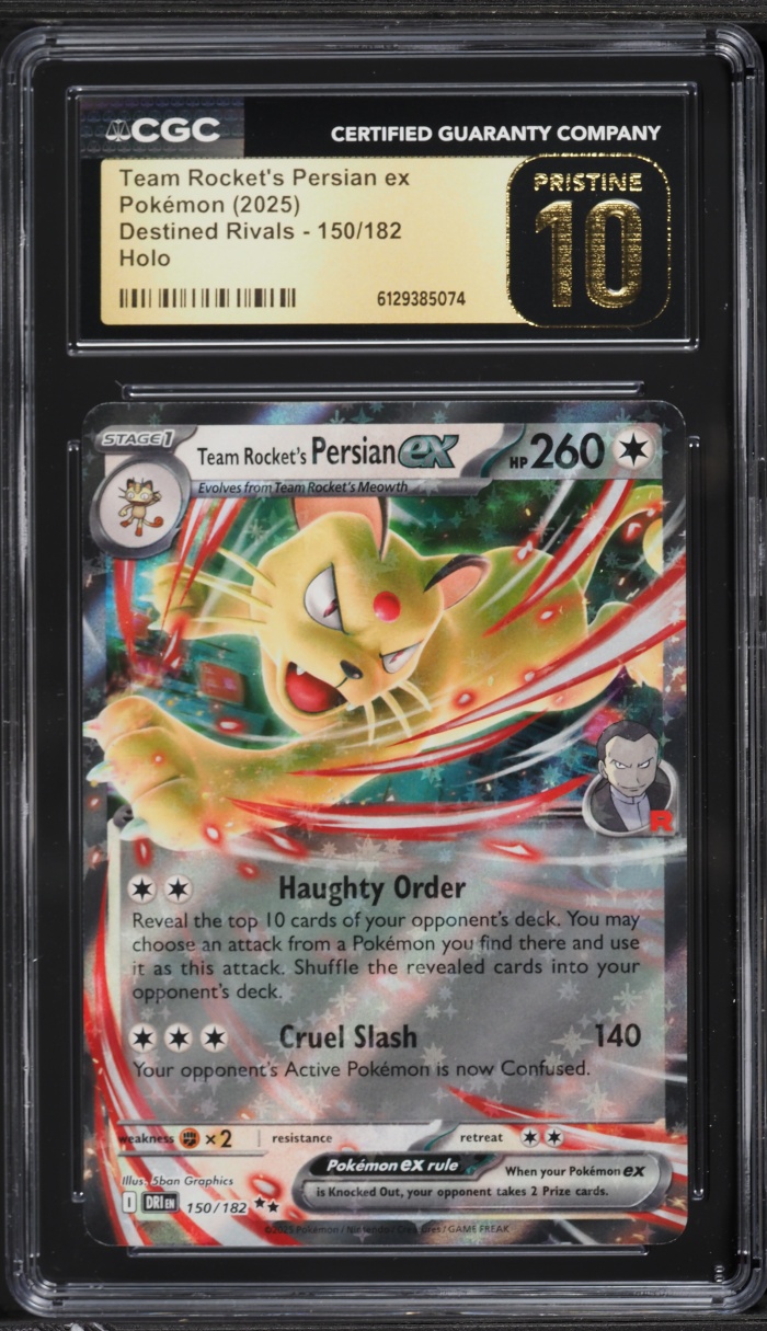 2025 Pokemon SV Destined Rivals Holo Team Rocket's Persian EX #150 CGC 10 PRISTINE