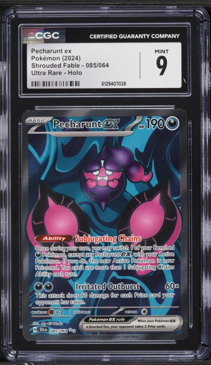 2024 Pokemon Scarlet & Violet Shrouded Fable Full Art Pecharunt EX #85 CGC 9 MINT