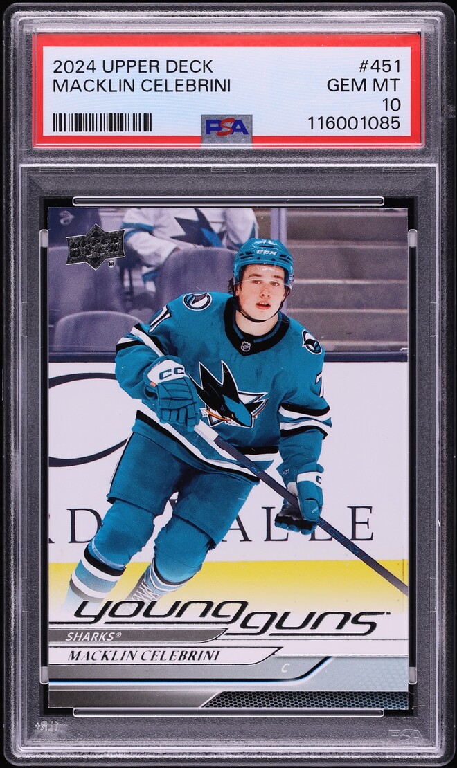 2024 Upper Deck Young Guns Macklin Celebrini ROOKIE #451 PSA 10 GEM MINT