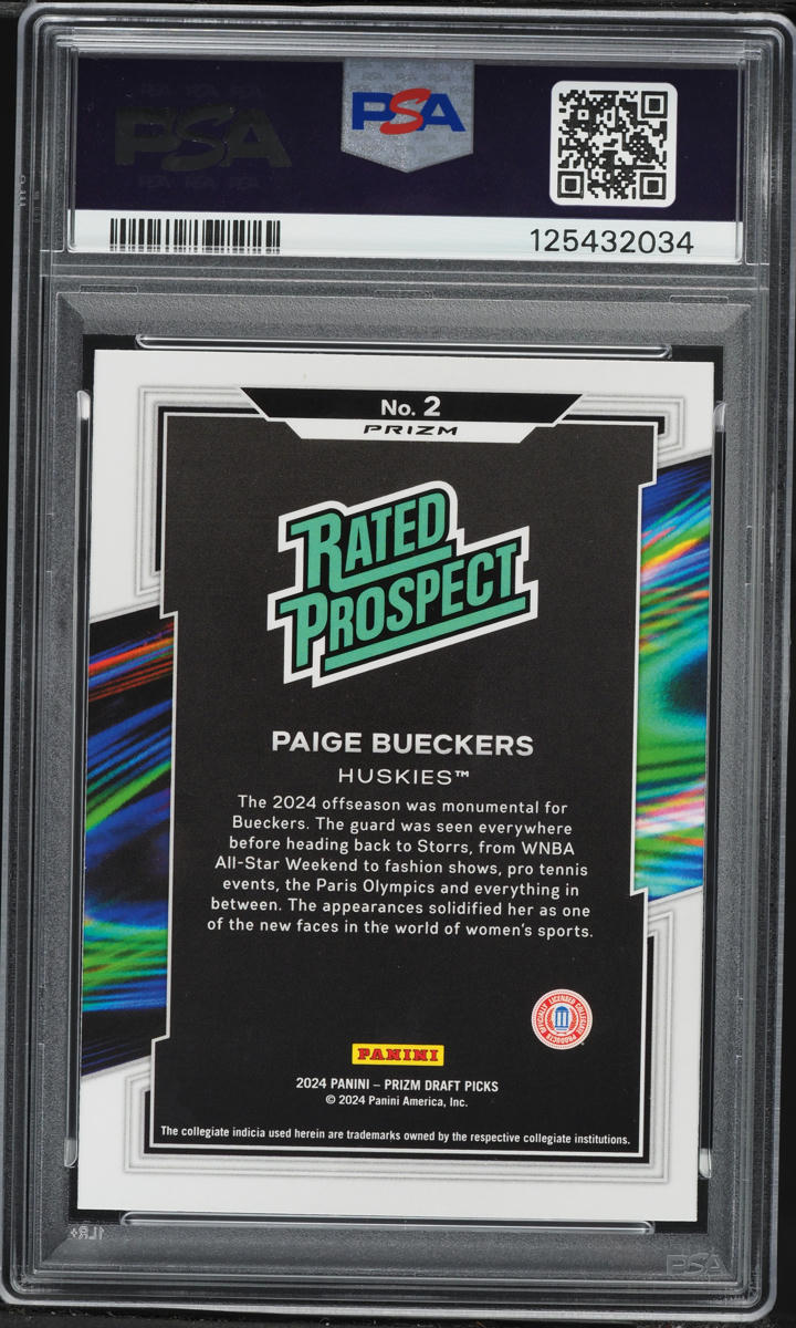 2024 Panini Prizm Draft Picks Green Paige Bueckers ROOKIE #2 PSA 8 NM-MT