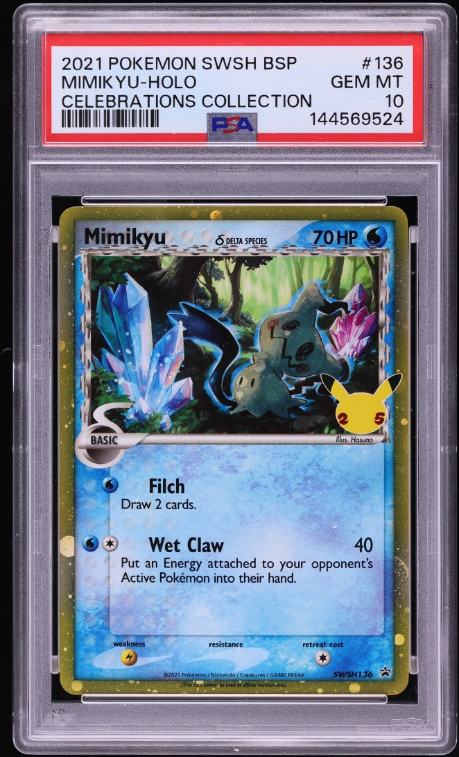2021 Pokemon Sword & Shield Promo Celebrations Collection Holo Mimikyu #SWSH136 PSA 10 GEM MINT