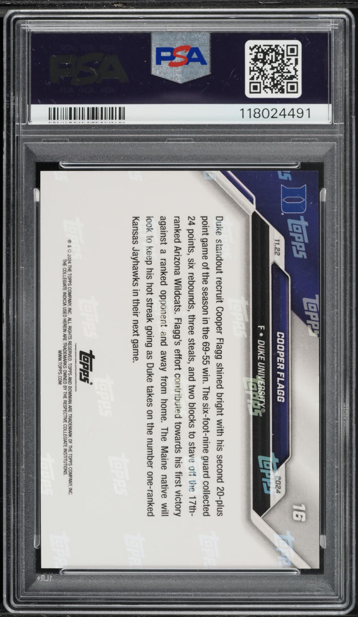 2024 Bowman University Now Cooper Flagg ROOKIE #16 PSA 9 MINT
