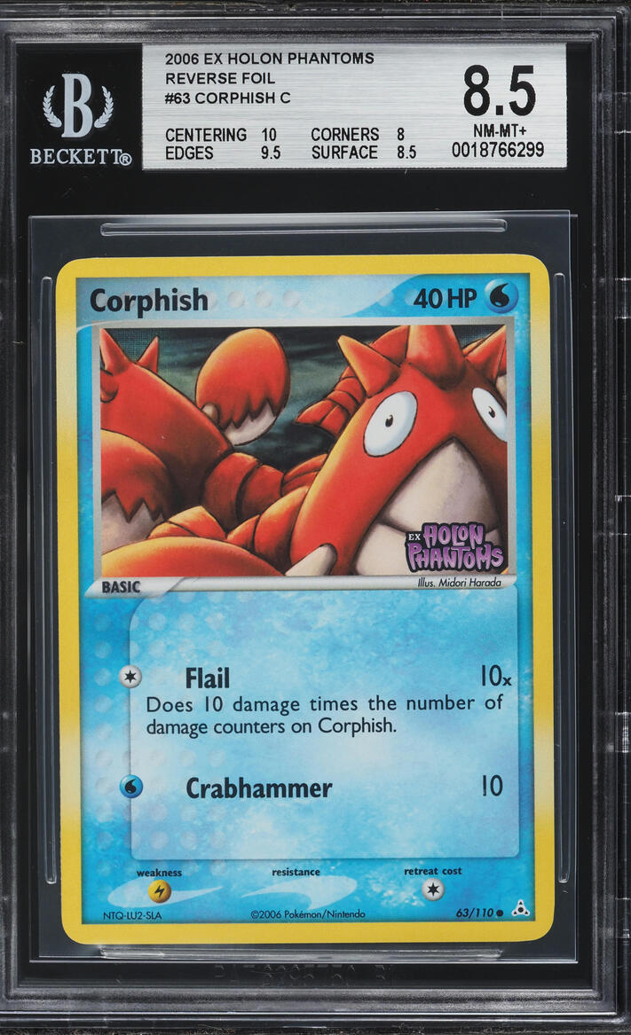 2006 Pokemon Ex Holon Phantoms Reverse Holo Corphish #63 BGS 8.5 NM-MT+