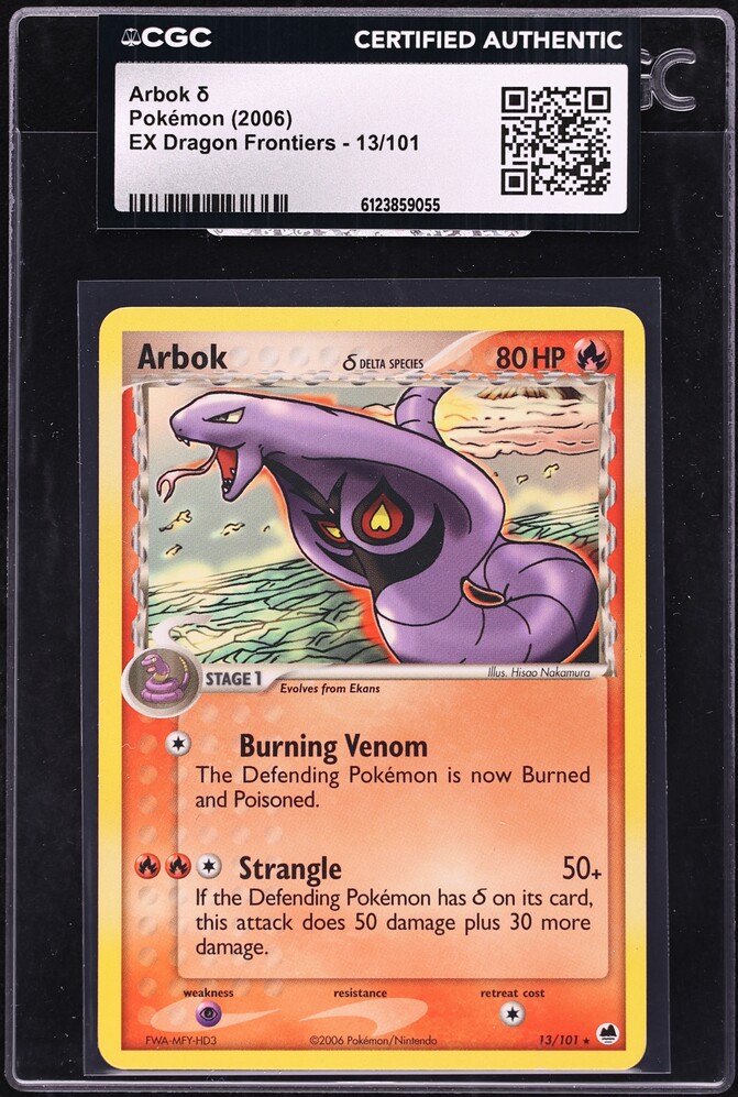2006 Pokemon EX Dragon Frontiers Reverse Holo Arbok #13 CGC AUTH
