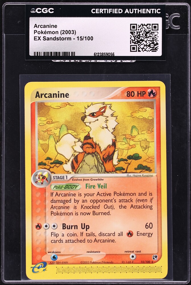 2003 Pokemon EX Sandstorm Arcanine #15 CGC AUTH