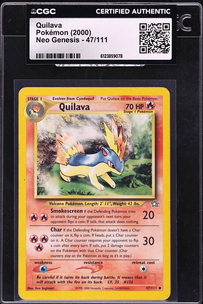 2000 Pokemon Neo Genesis Quilava #47 CGC AUTH