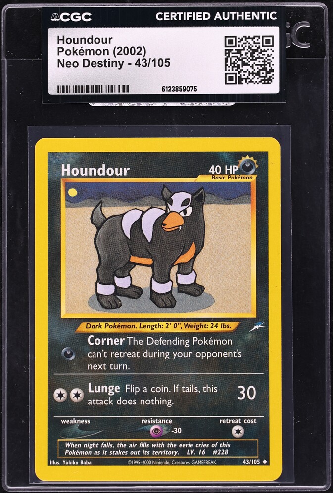 2002 Pokemon Neo Destiny Houndour #43 CGC AUTH