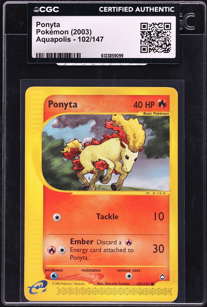 2003 Pokemon Aquapolis Ponyta #102 CGC AUTH