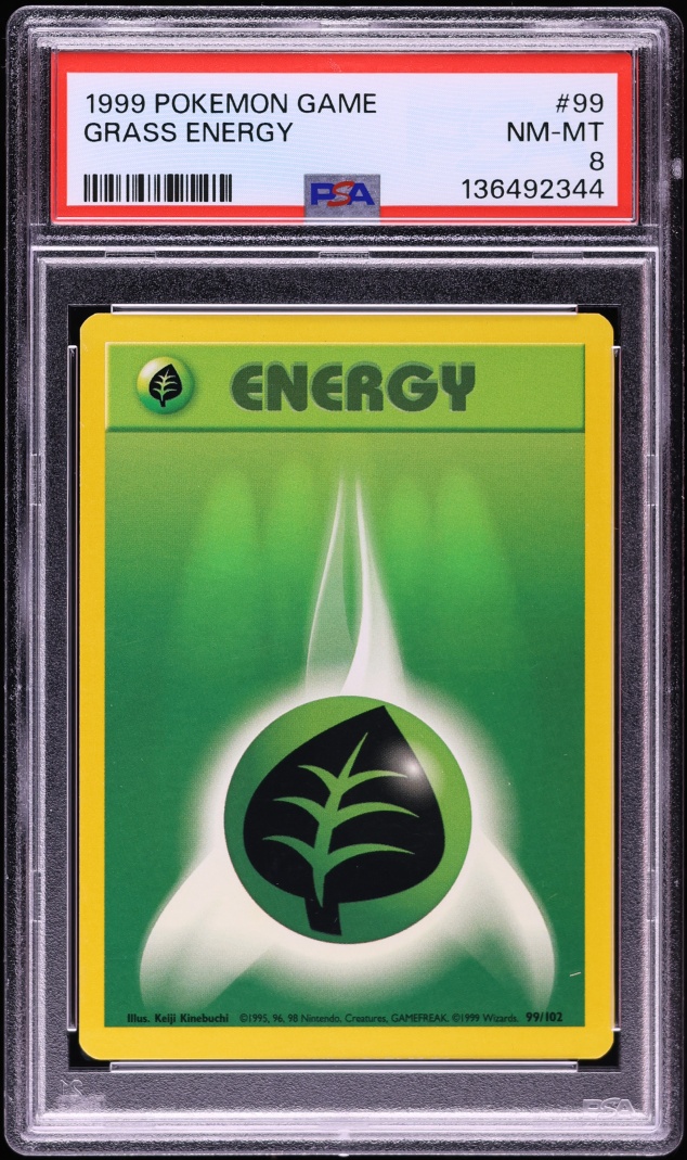 1999 Pokemon Base Set Grass Energy #99 PSA 8 NM-MT
