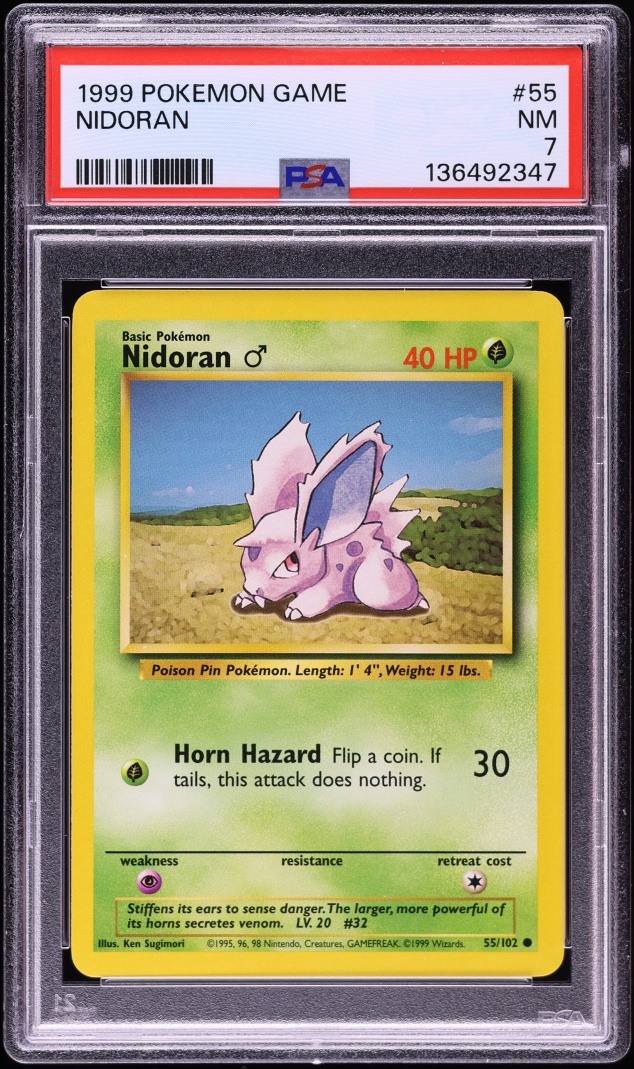 1999 Pokemon Base Set Nidoran #55 PSA 7 NRMT