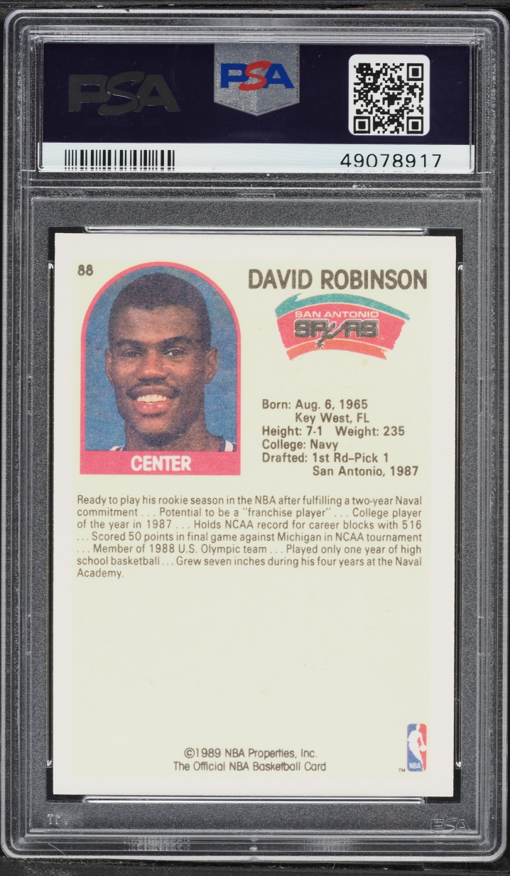 1990 Hoops Superstars David Robinson ROOKIE #88 PSA 9 MINT